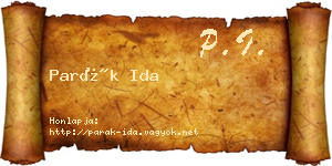 Parák Ida névjegykártya